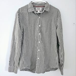 Men's green and white checkered button up long Sleeve Shirt size L Goodthreads